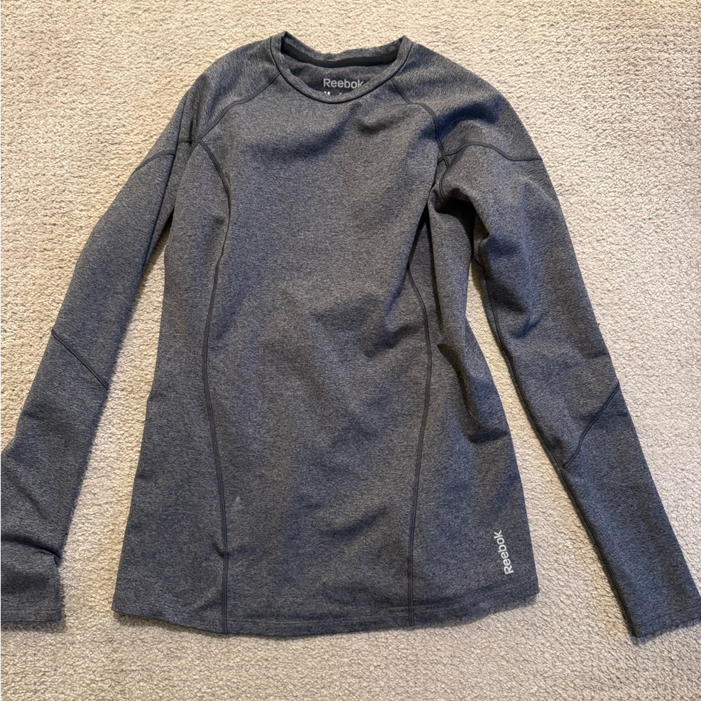 Reebok Charcoal Performance Playwarm Long Sleeve Shirt Size M